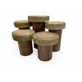 18th Century French Bourgogne Stone Top Tables with Acacia Wood Base - Set of 5