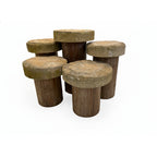 18th Century French Bourgogne Stone Top Tables with Acacia Wood Base - Set of 5
