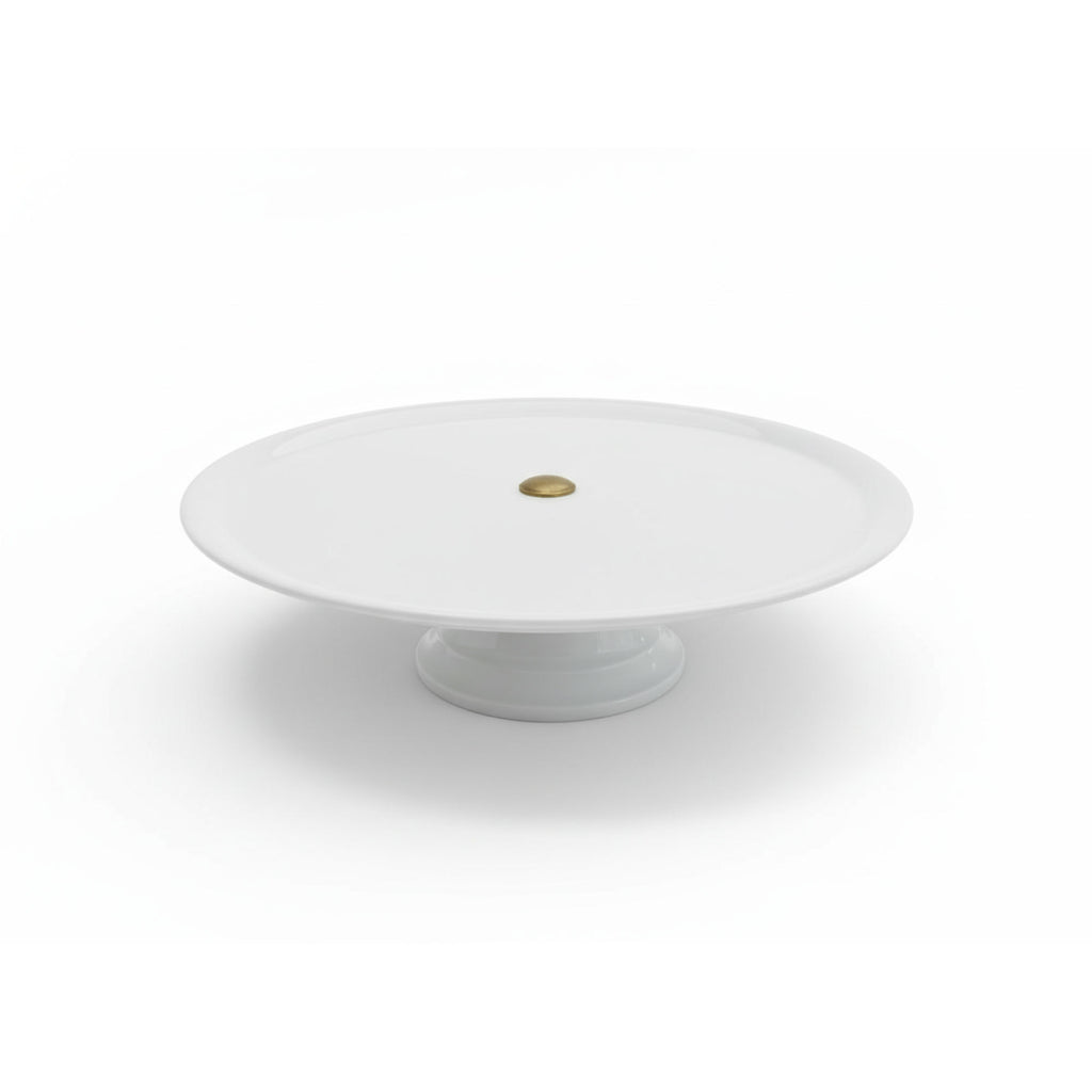 Antique Belgian White Ironstone Cake Platter