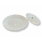 Antique Belgian White Ironstone Platter with Drain Plate
