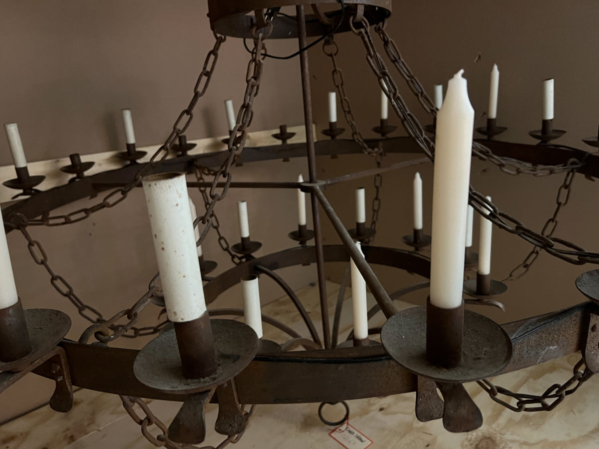 Early 20th Century French 36 Light Chandelier from a Chateau Near Paris