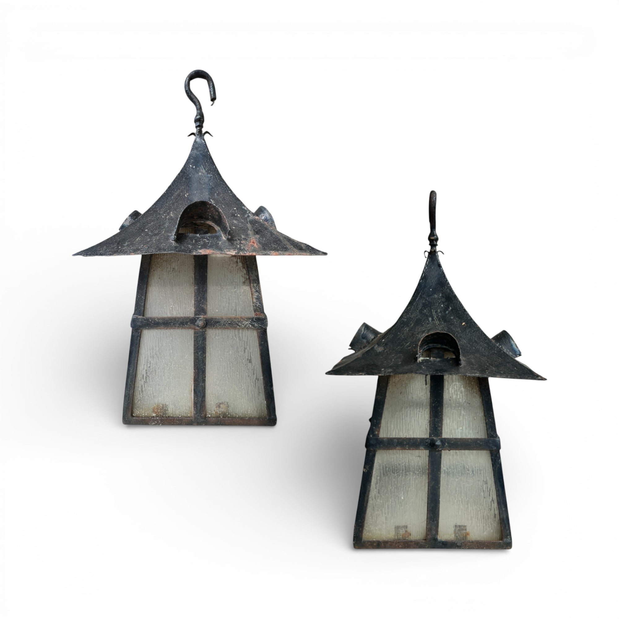 Vintage French Pair of Iron Lanterns