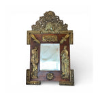 19th Century French Antique Louis XVI Mirror with Copper Repousse Detail