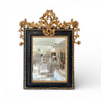 18th Century French Antique Giltwood & Black Mirror