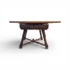 19th Century Swiss Antique Walnut Table with Slate & 2 Leaves