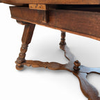 19th Century Swiss Antique Walnut Table with Slate & 2 Leaves