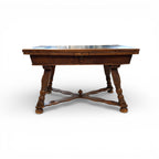 19th Century Swiss Antique Walnut Table with Slate & 2 Leaves