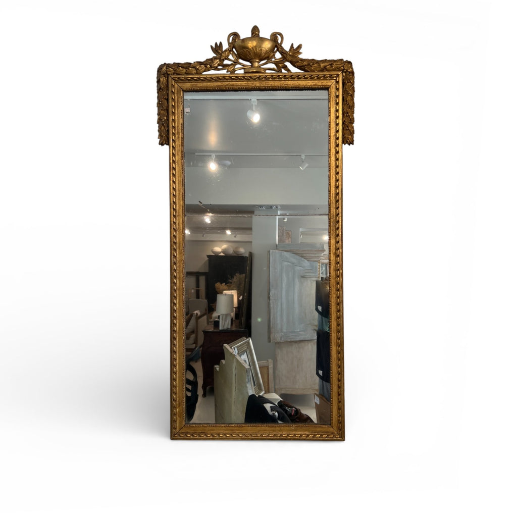 18th Century French Antique Louis XVI Neoclassical Mirror with Urn