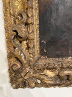 18th Century Italian Antique Painting of John the Baptist & Jesus in Original Frame