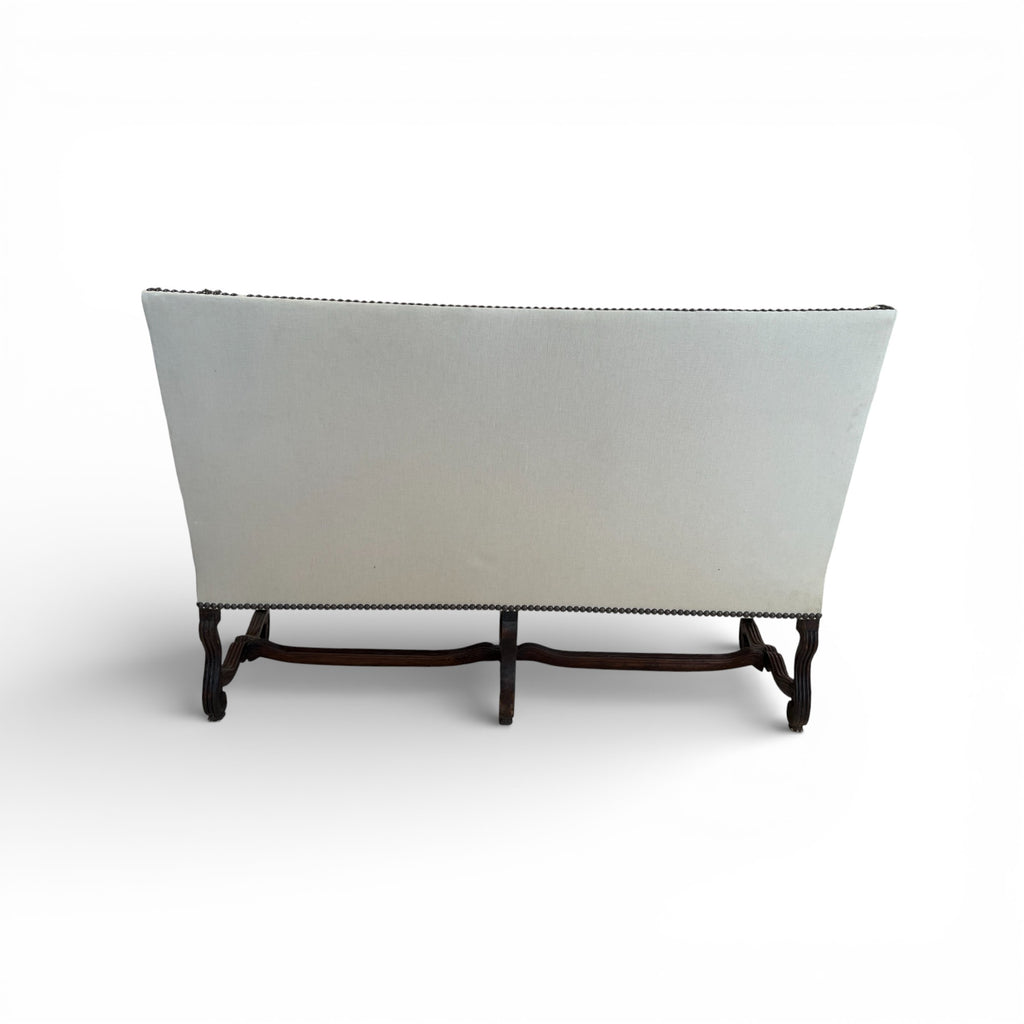 Louis XIV Upholstered Canapé with Nailhead Trim & Os De Mouton Walnut Stretcher