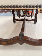 Louis XIV Upholstered Canapé with Nailhead Trim & Os De Mouton Walnut Stretcher