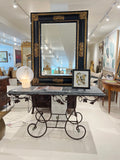 19th Century Spanish Napoleon III Black or Noir Mirror with Repousse Detail