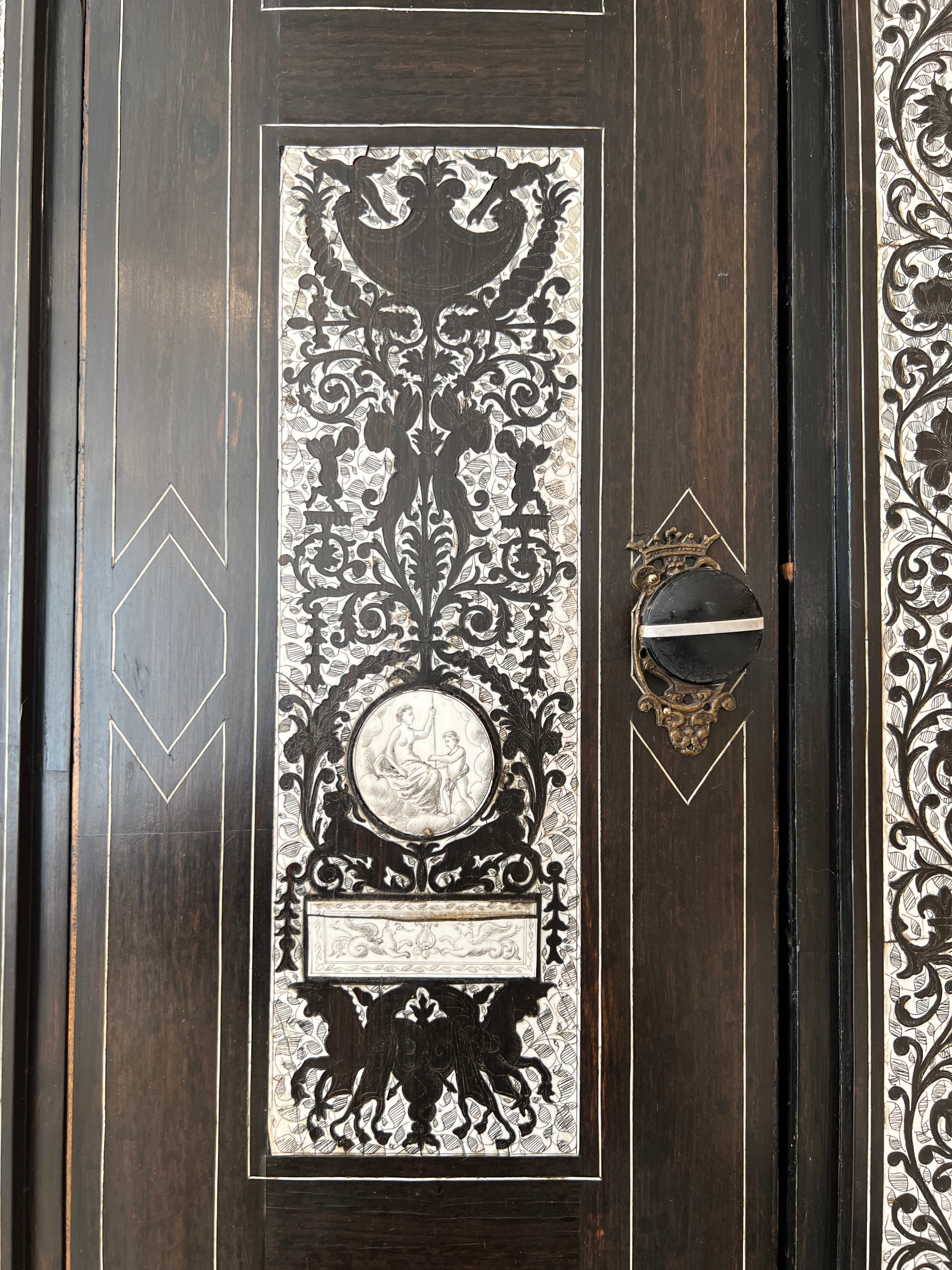 19th Century Italian Cabinet with Bone Inlay by Ferdinando Pogliani