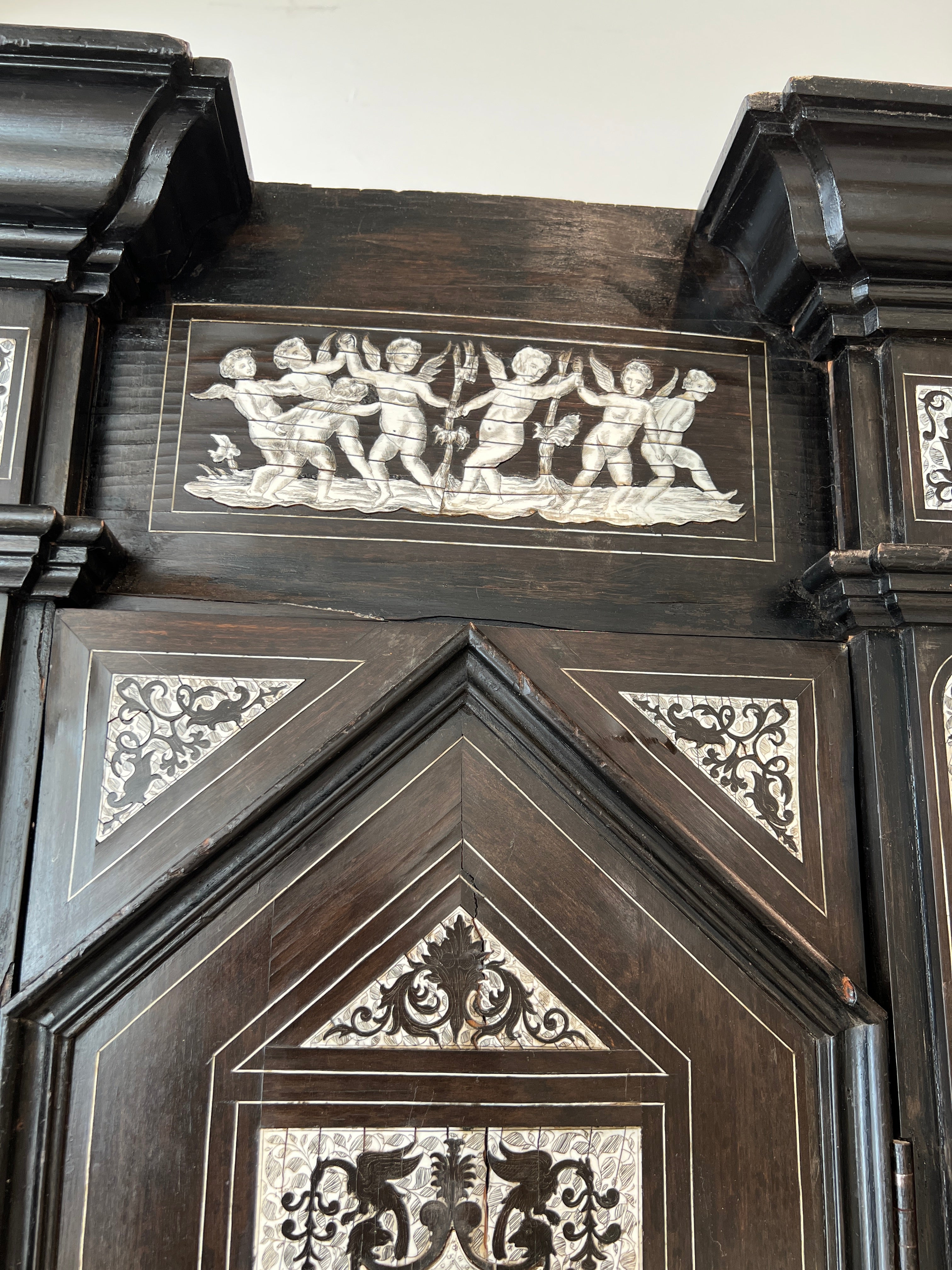 19th Century Italian Cabinet with Bone Inlay by Ferdinando Pogliani