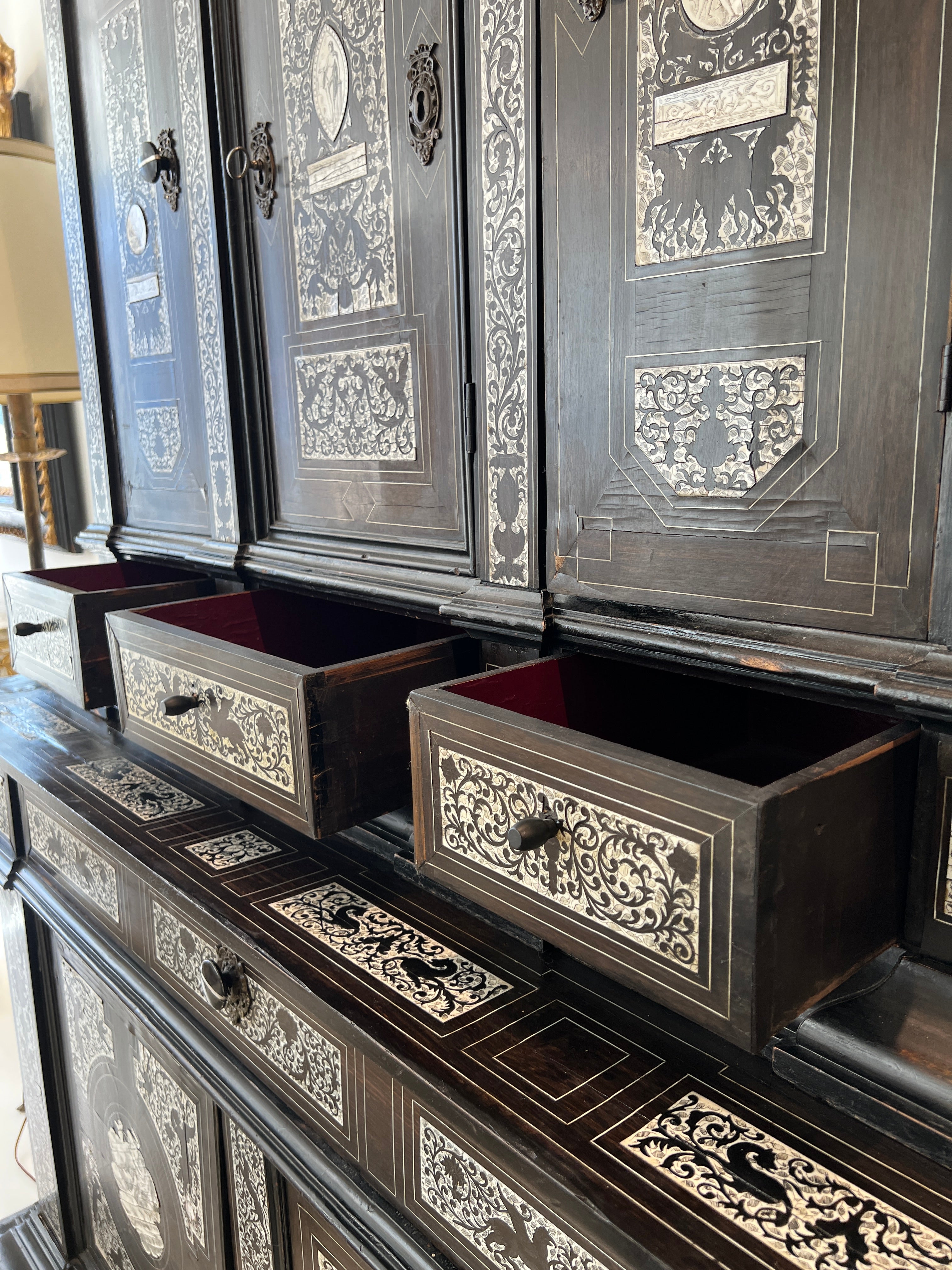19th Century Italian Cabinet with Bone Inlay by Ferdinando Pogliani