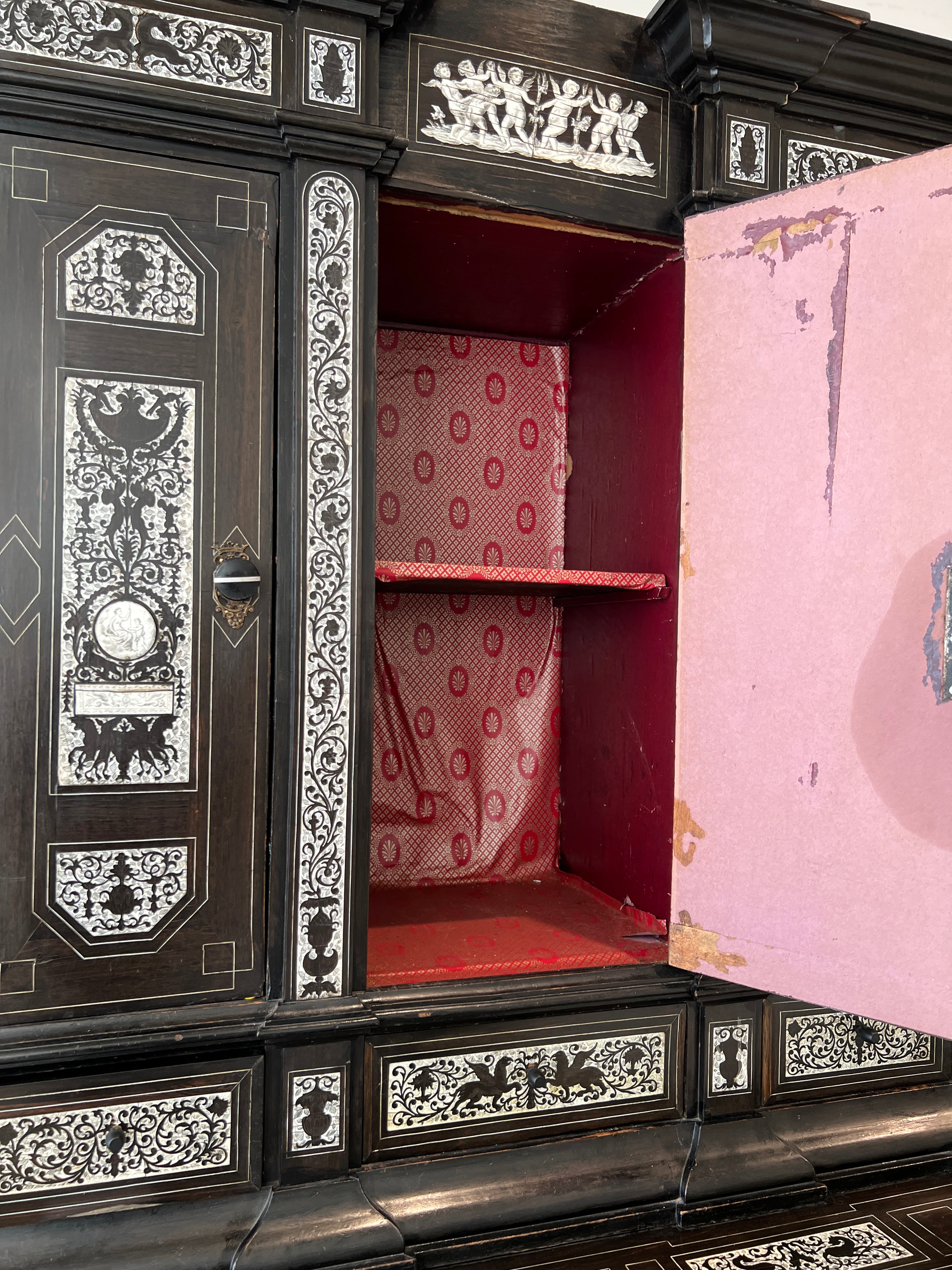 19th Century Italian Cabinet with Bone Inlay by Ferdinando Pogliani