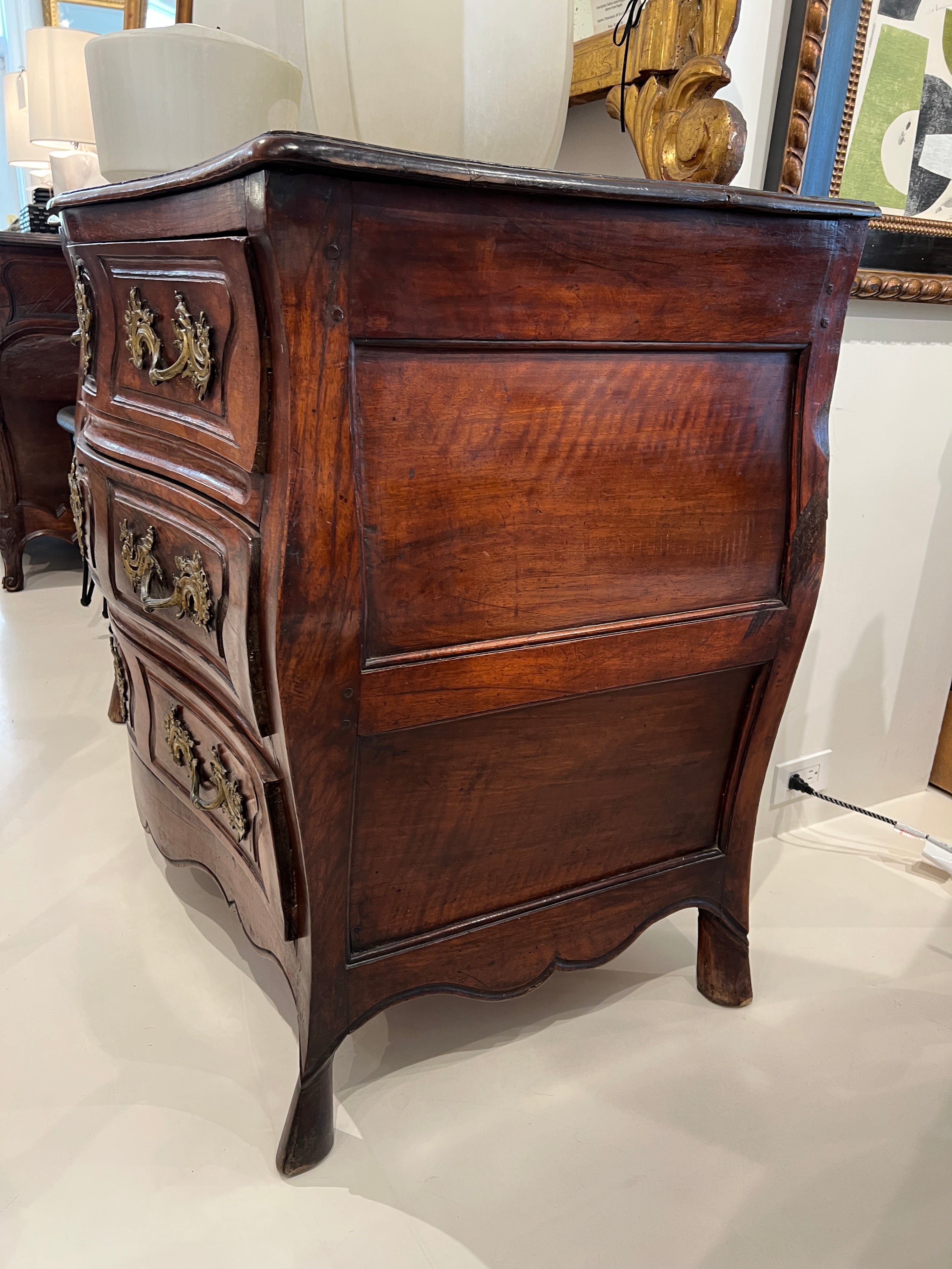 18th Century Louis XIV/XV Walnut Bombe Chest with Hoof Foot