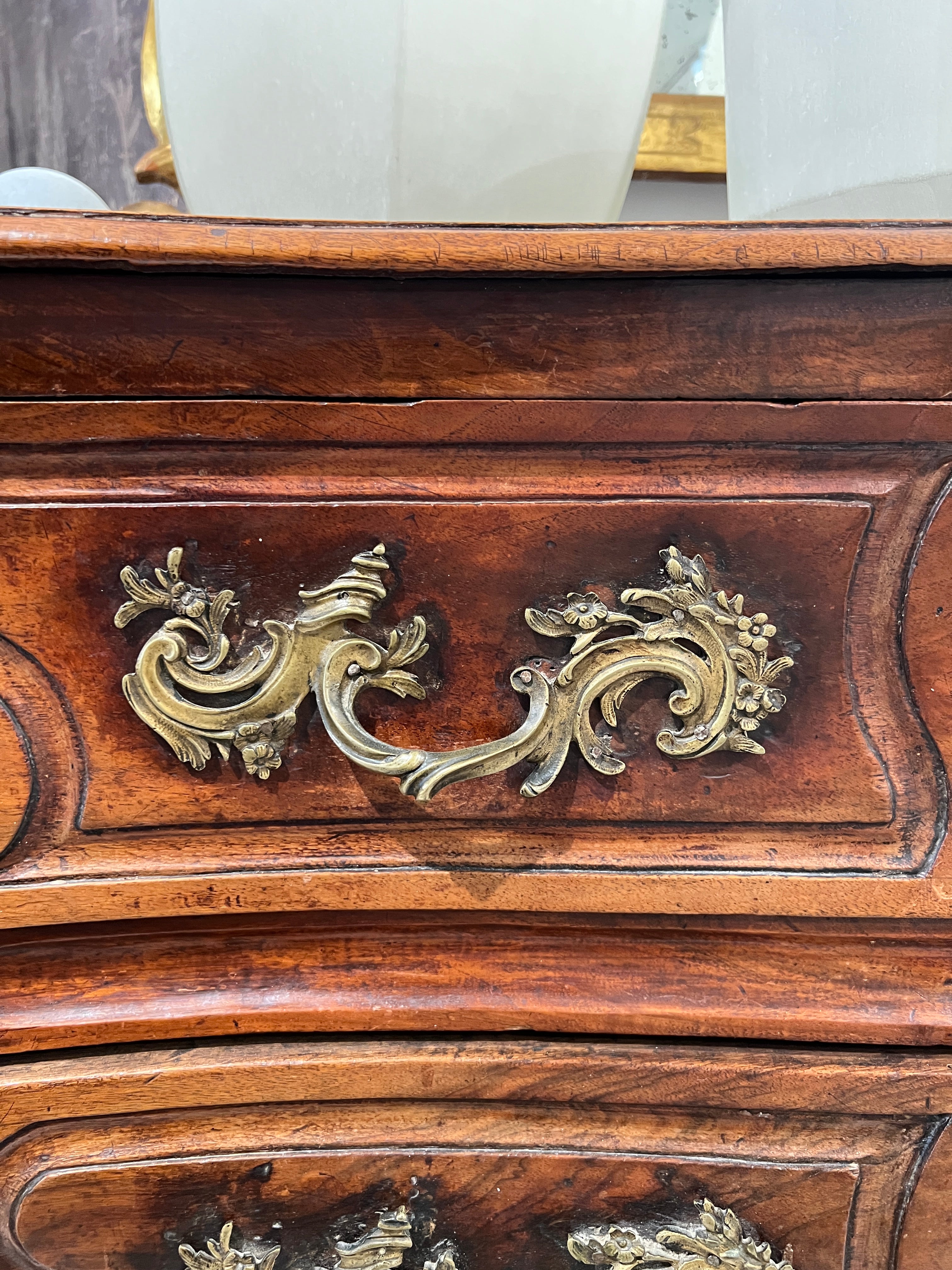 18th Century Louis XIV/XV Walnut Bombe Chest with Hoof Foot