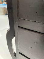 18th Century French Black Antique Chest w/Hoof Feet and Silver Hardware