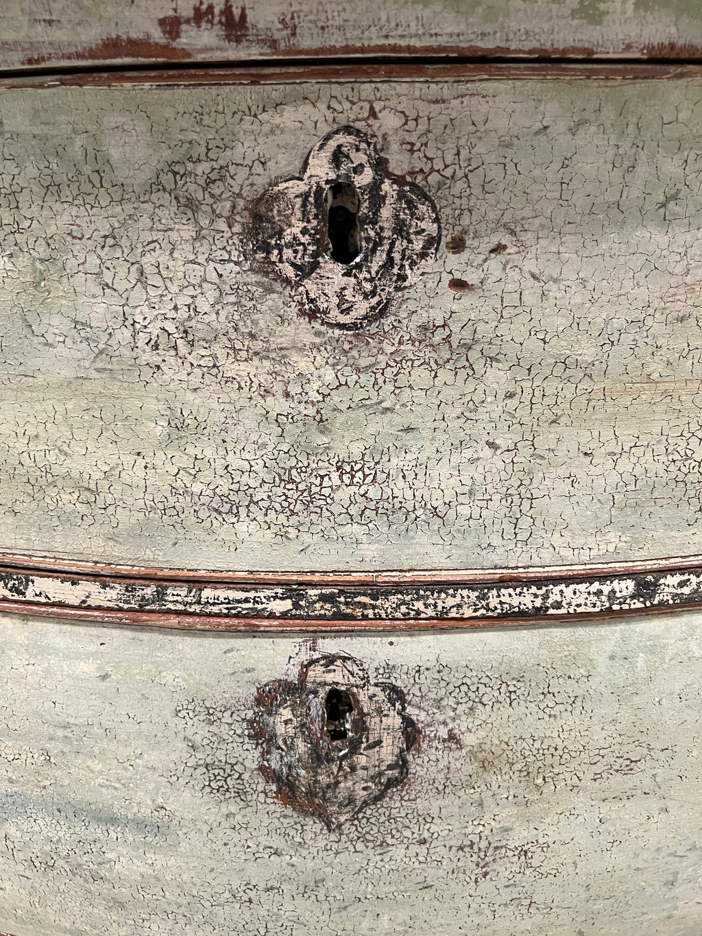 18th Century German Antique Painted Rococo Bombe Chest