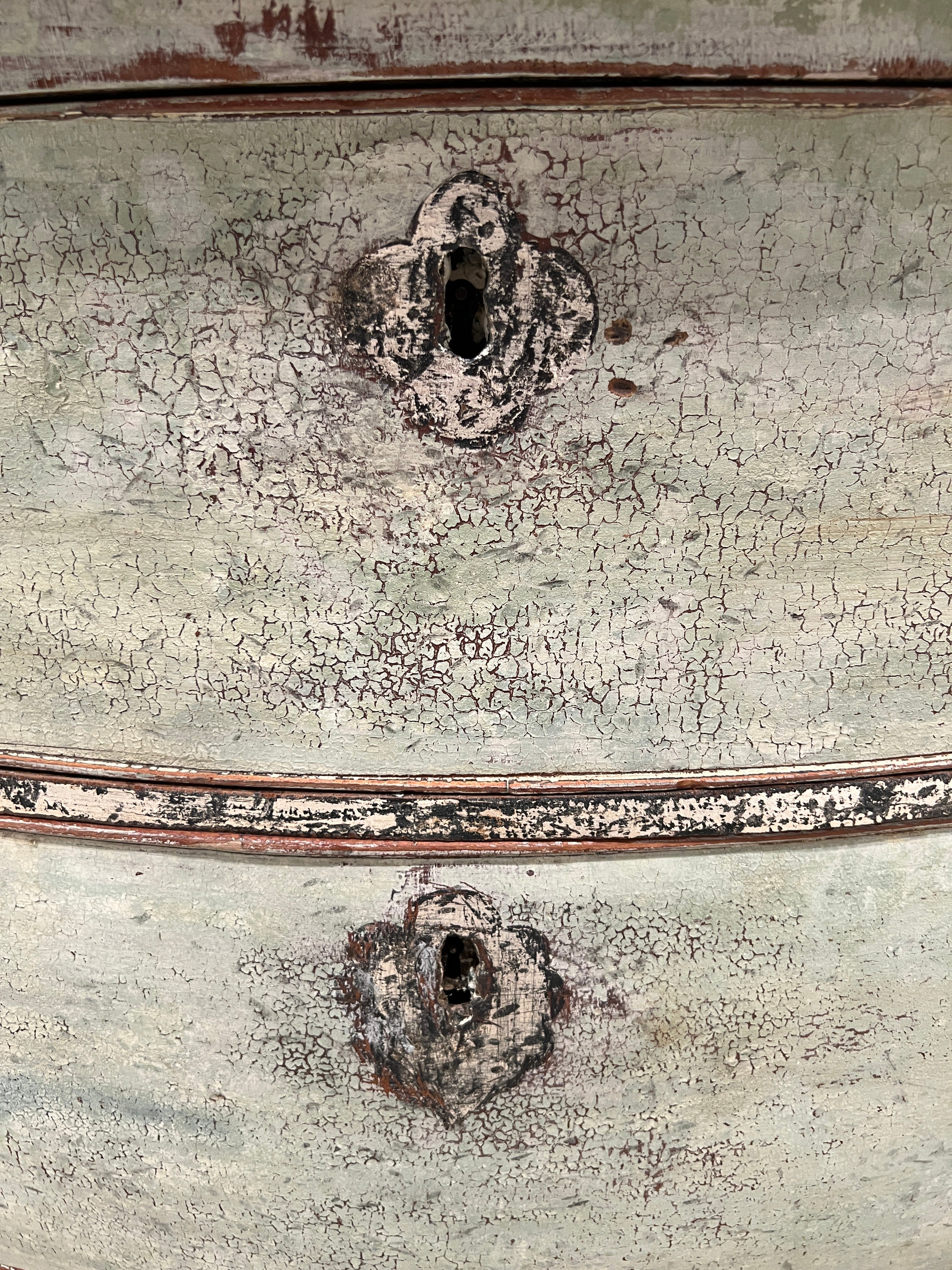 18th Century German Antique Painted Rococo Bombe Chest