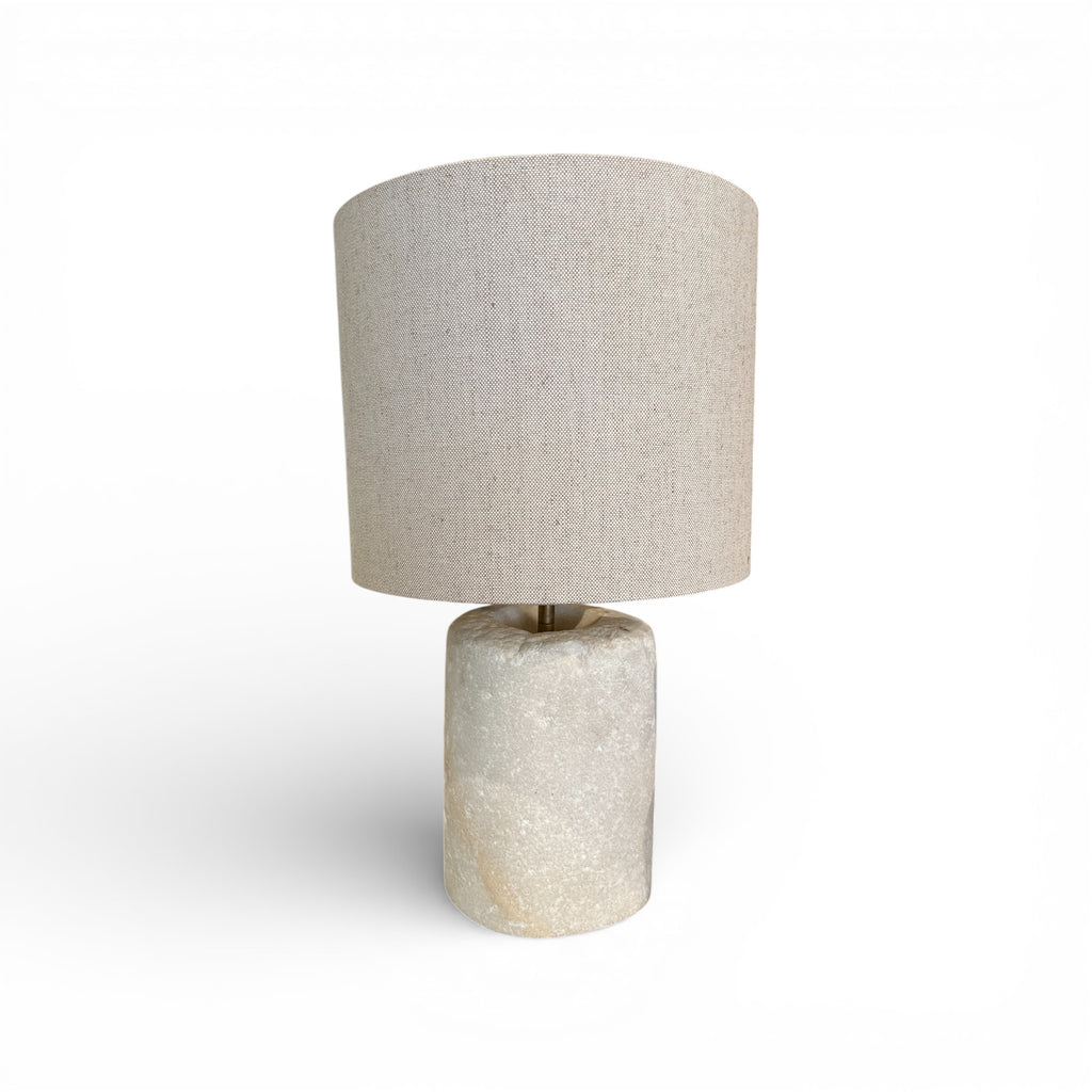 Marble Chunk Table Lamp with Linen Shade
