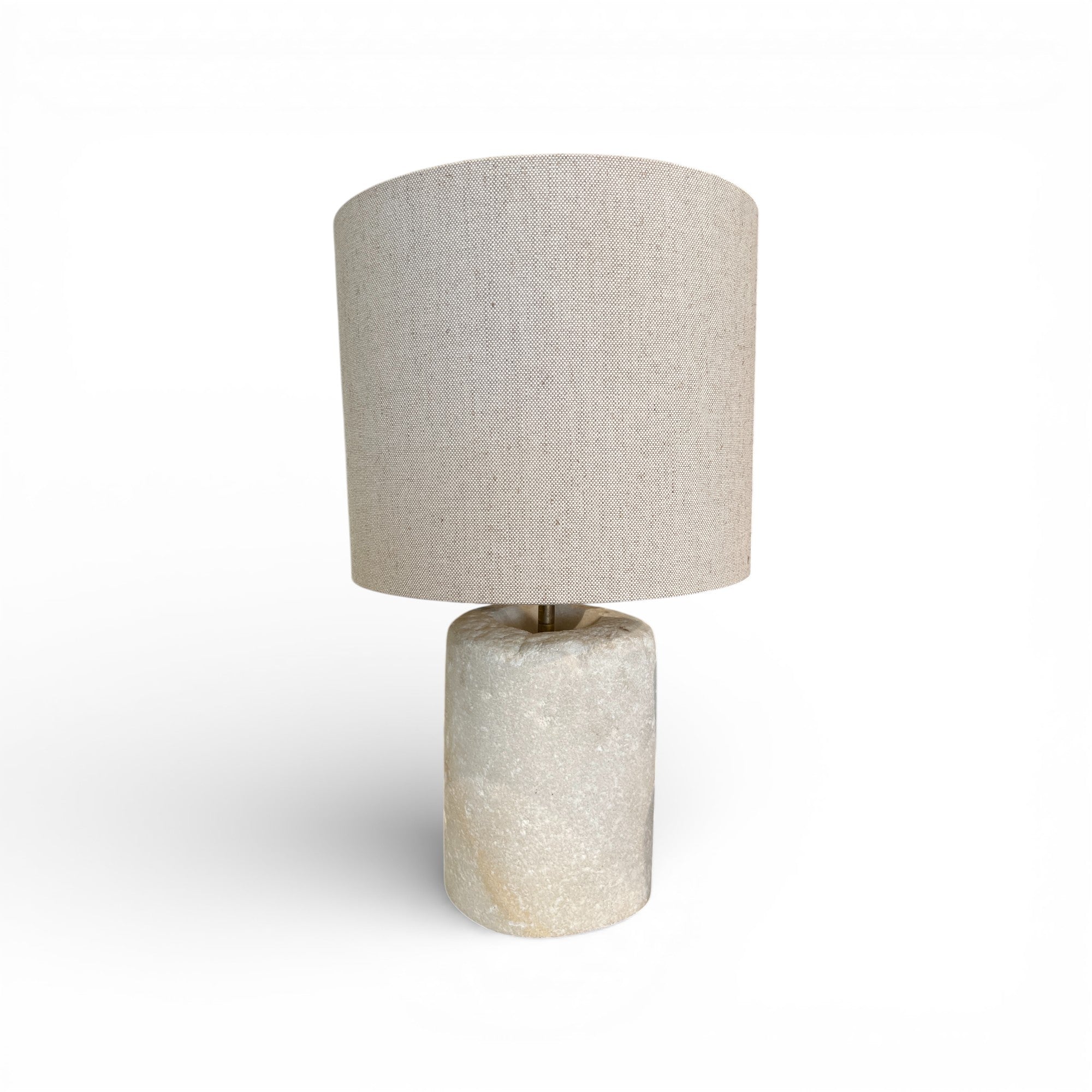 Marble Chunk Table Lamp with Linen Shade