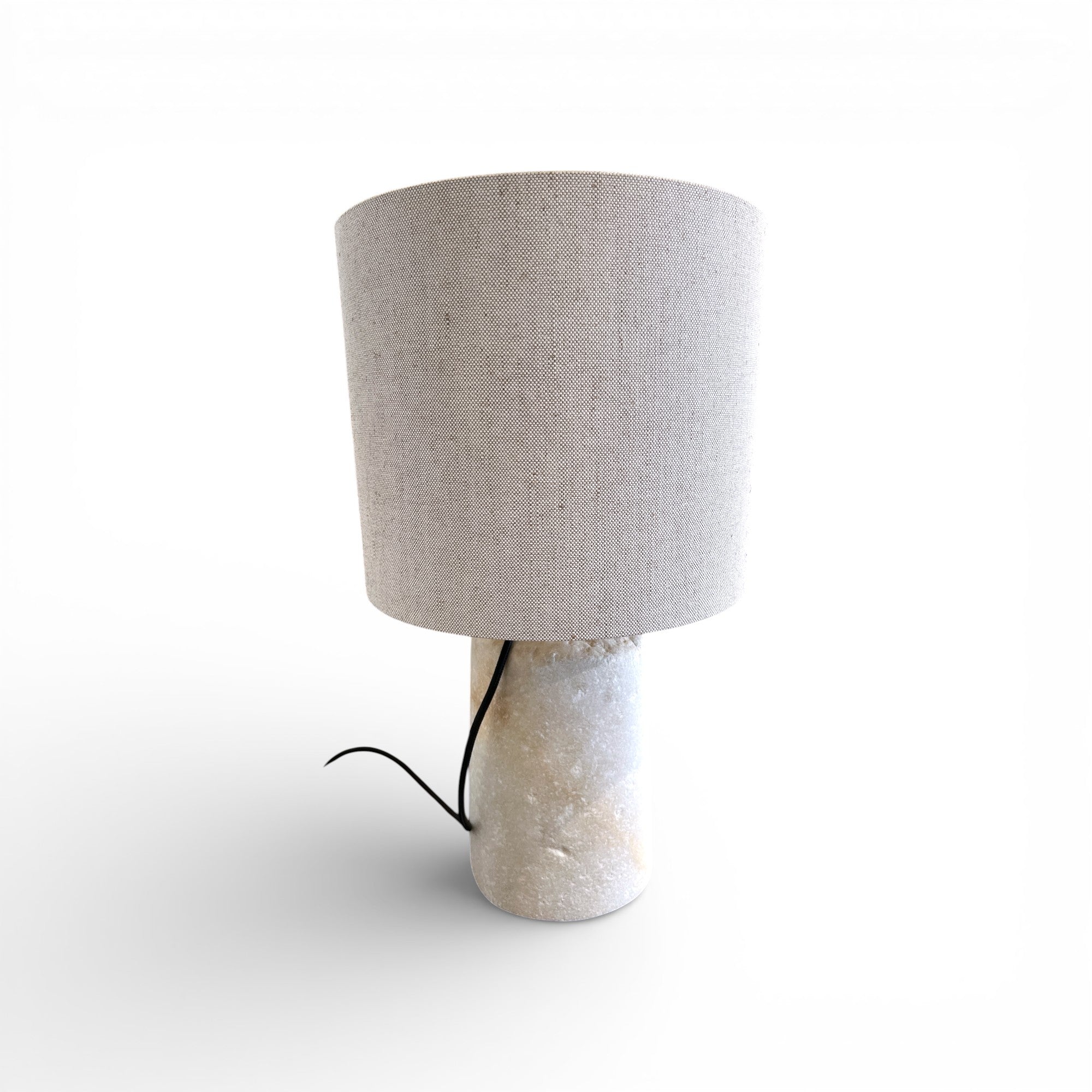 Marble Chunk Table Lamp with Linen Shade