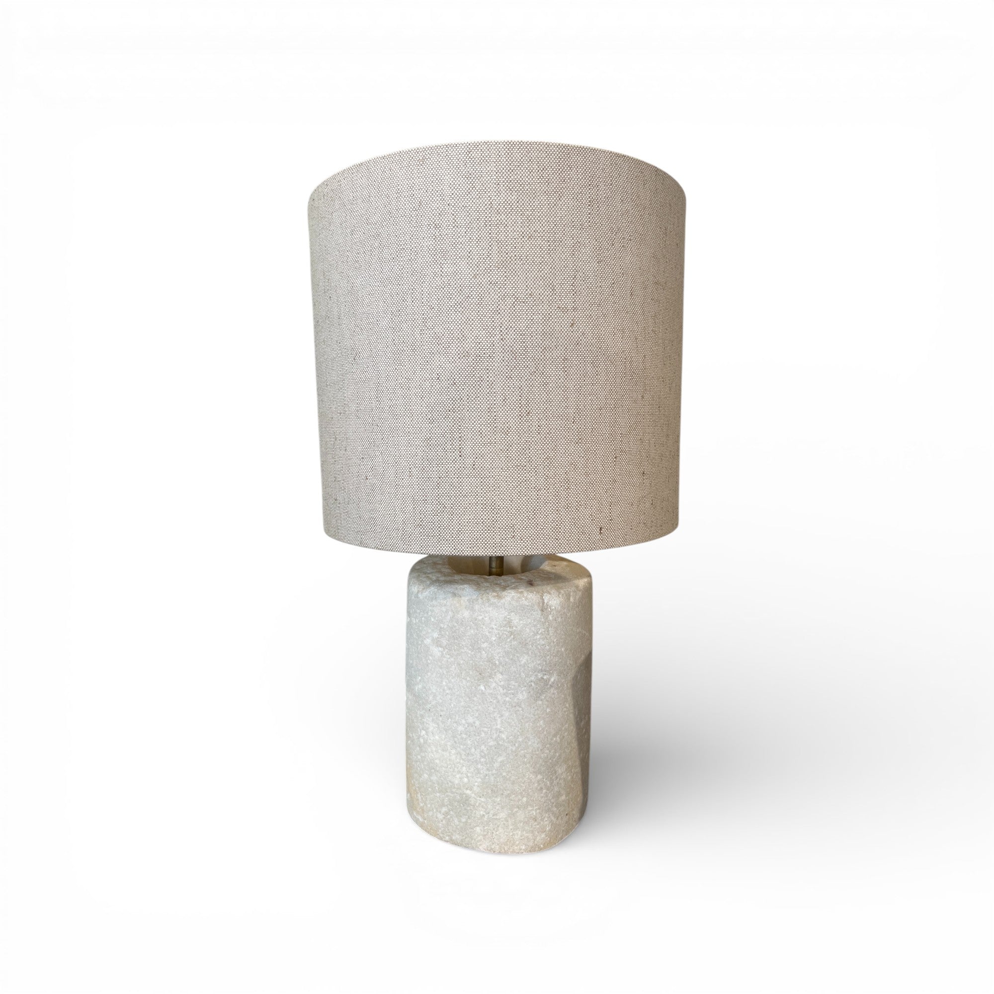 Marble Chunk Table Lamp with Linen Shade