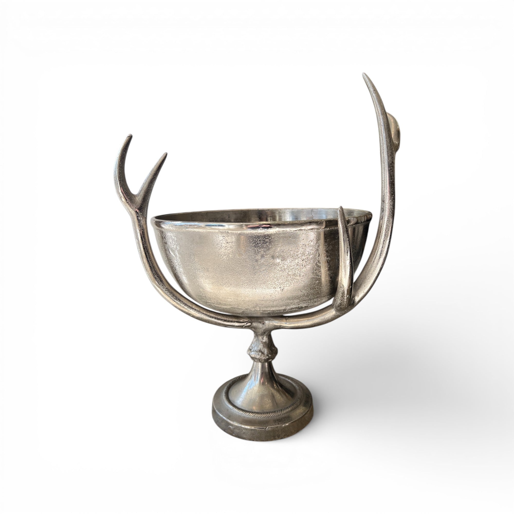 Aluminum Bowl With Stag Horns