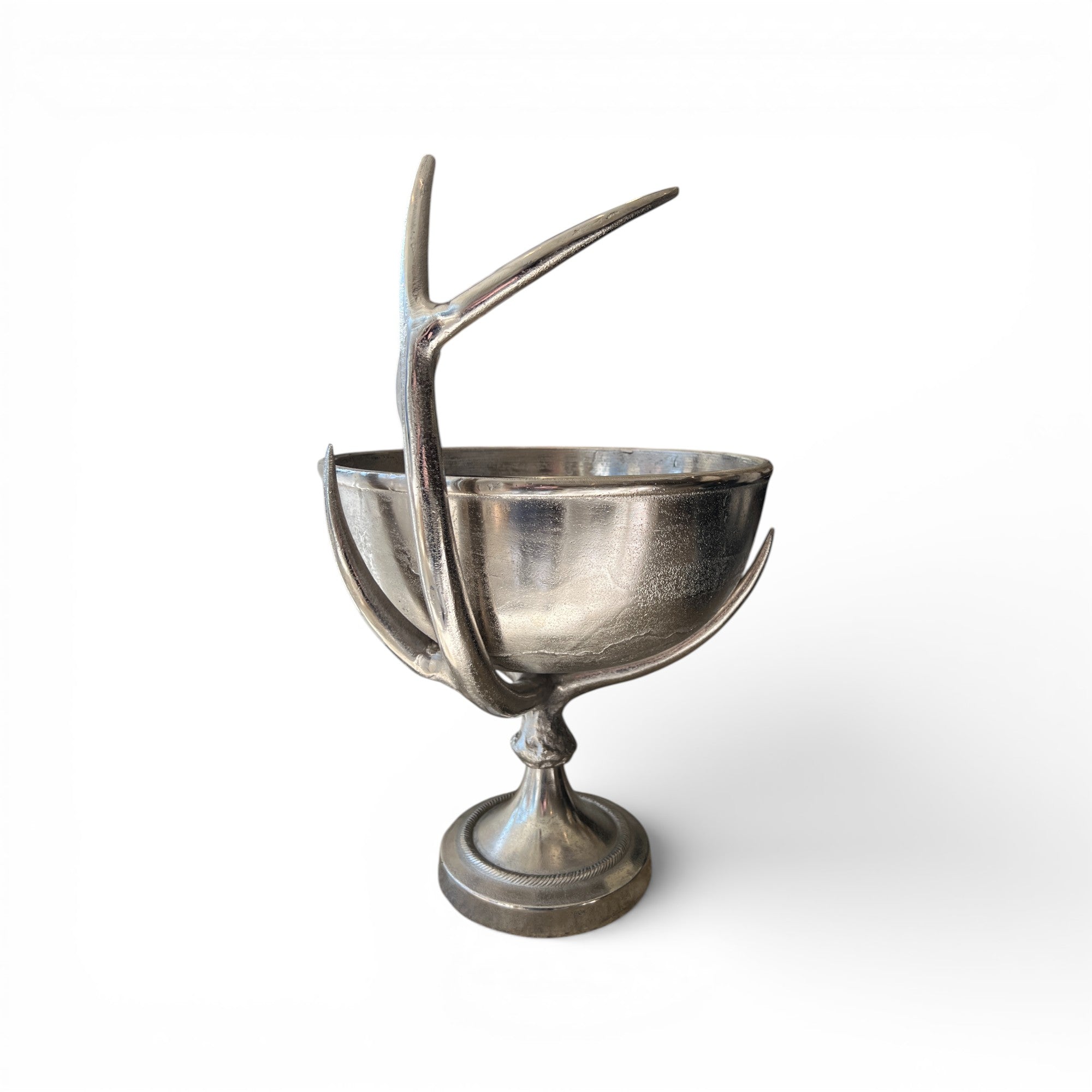 Aluminum Bowl With Stag Horns