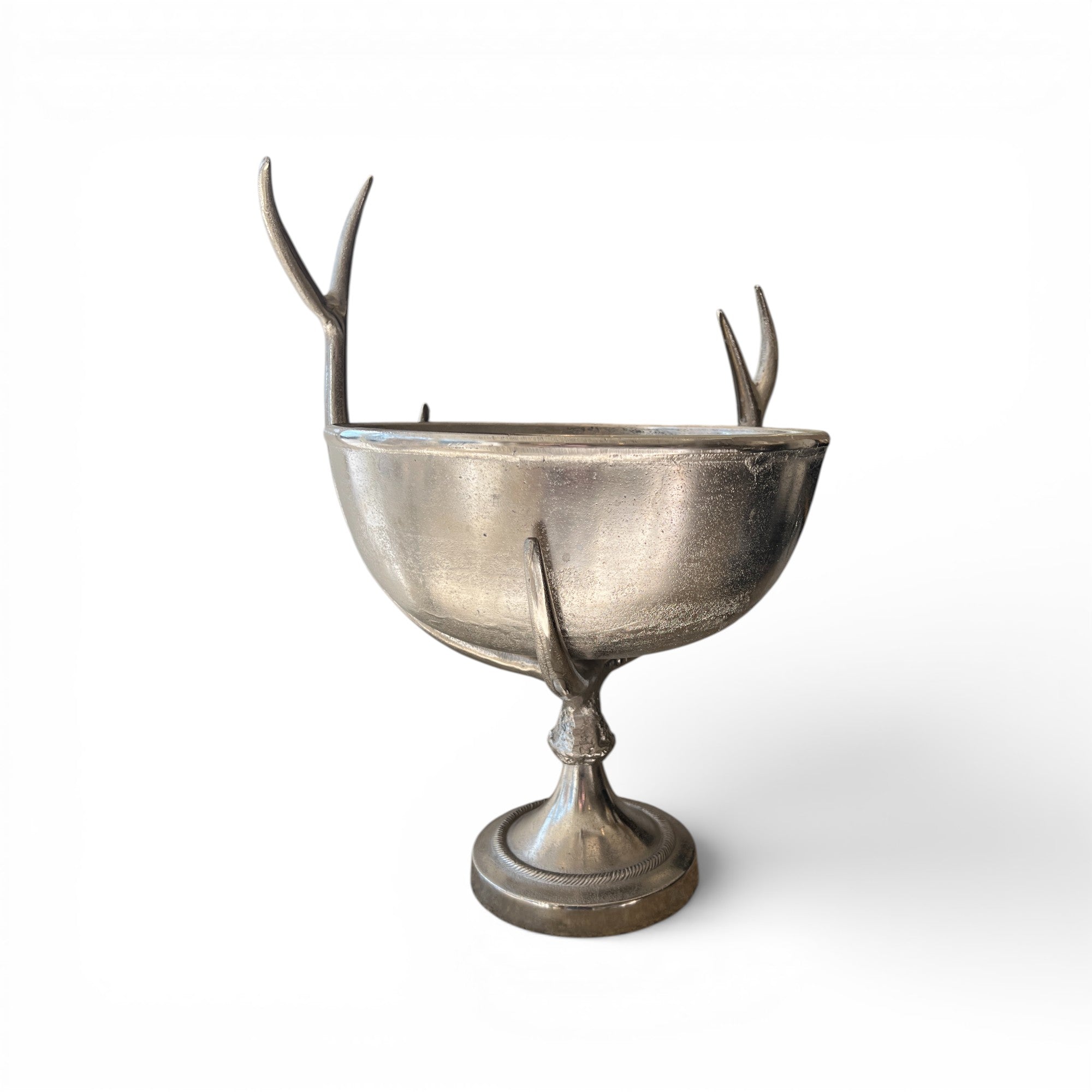 Aluminum Bowl With Stag Horns