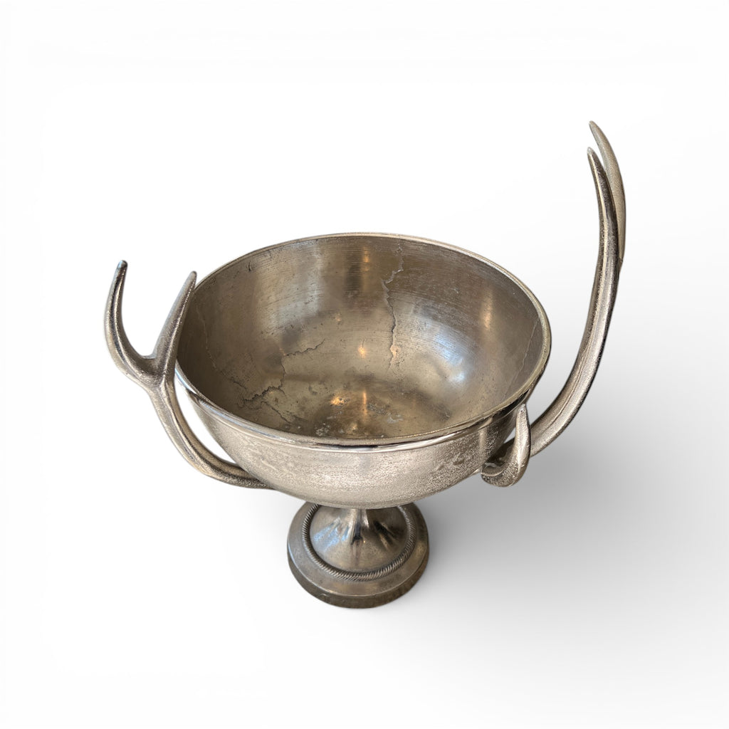 Aluminum Bowl With Stag Horns