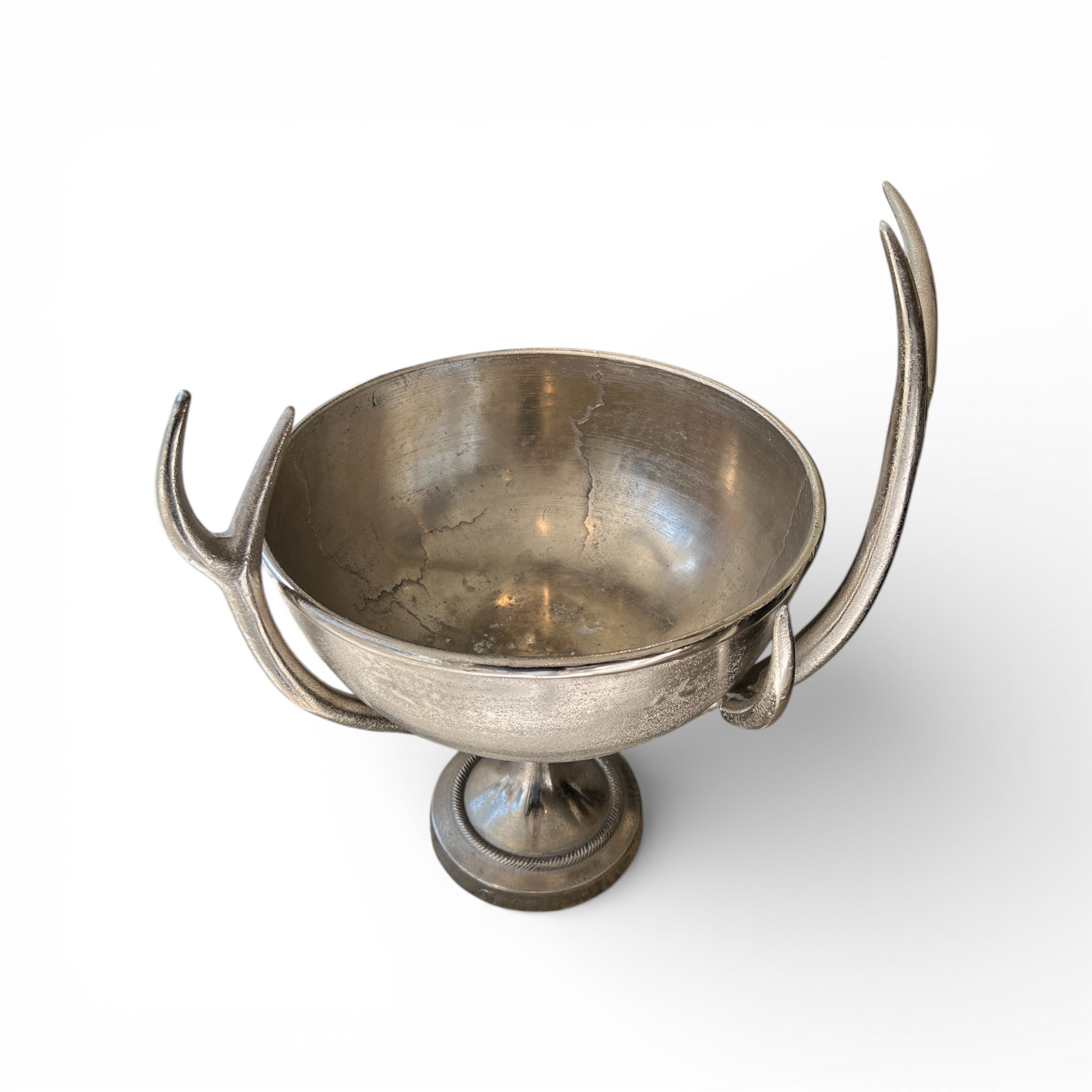Aluminum Bowl With Stag Horns
