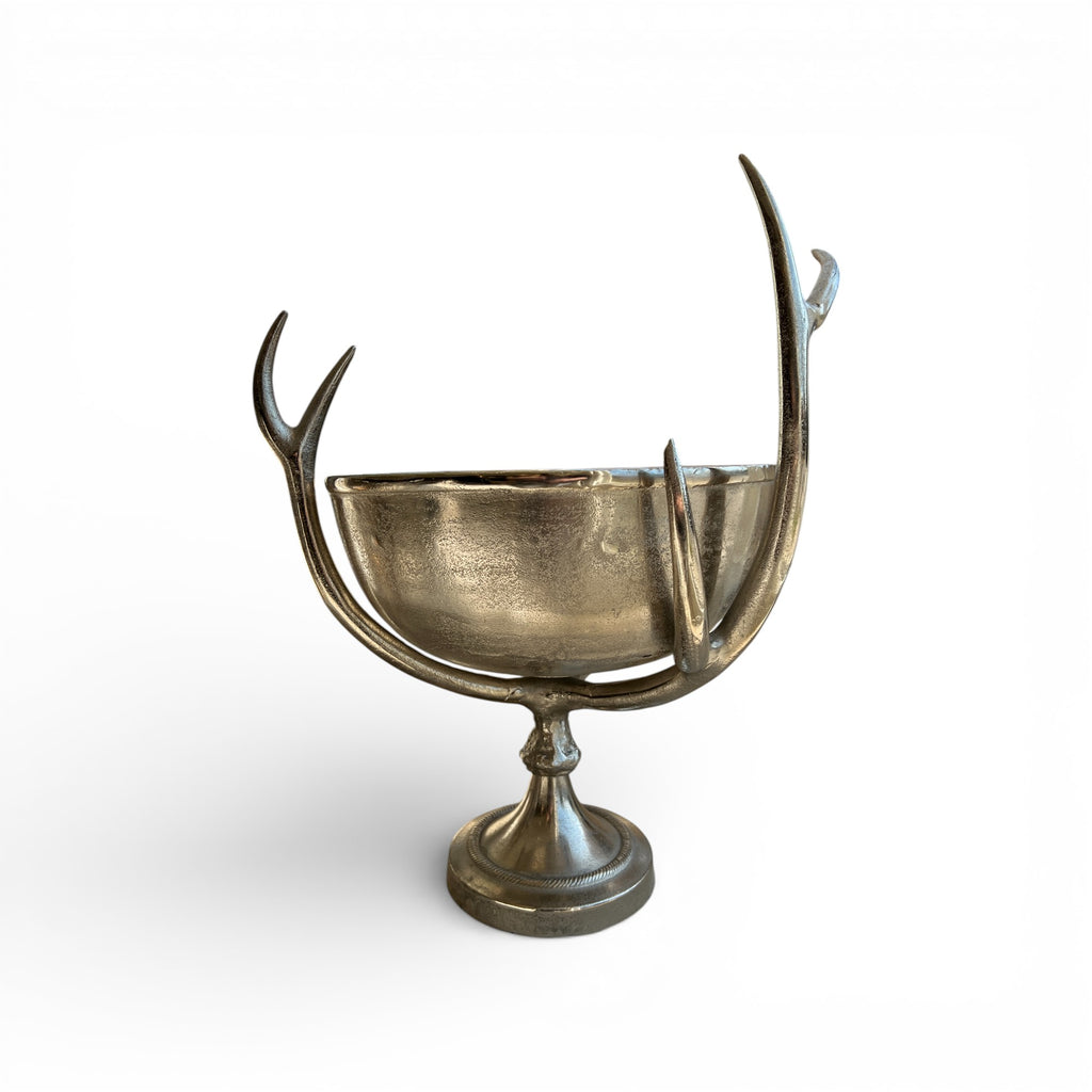 Aluminum Bowl With Stag Horns
