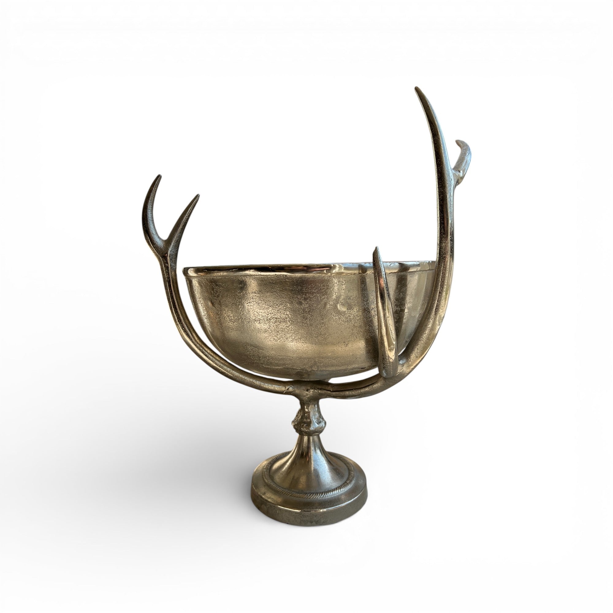 Aluminum Bowl With Stag Horns