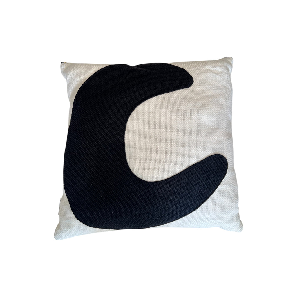 Black & Oyster Belgian Heavy Linen Pillow