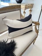 Black & Oyster Belgian Heavy Linen Lumbar Pillow