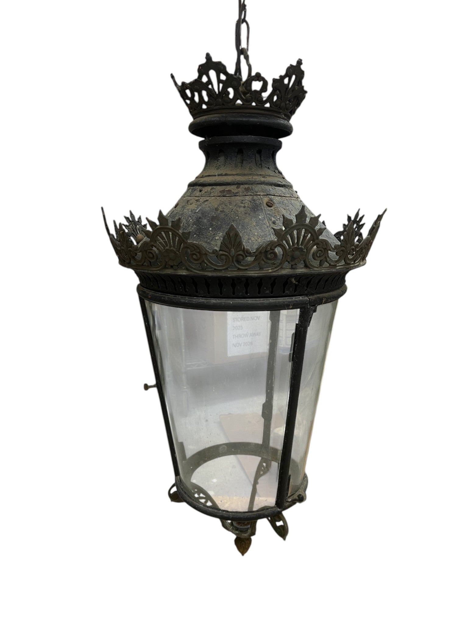 19th Century Italian Pair of Lanterns with Glass
