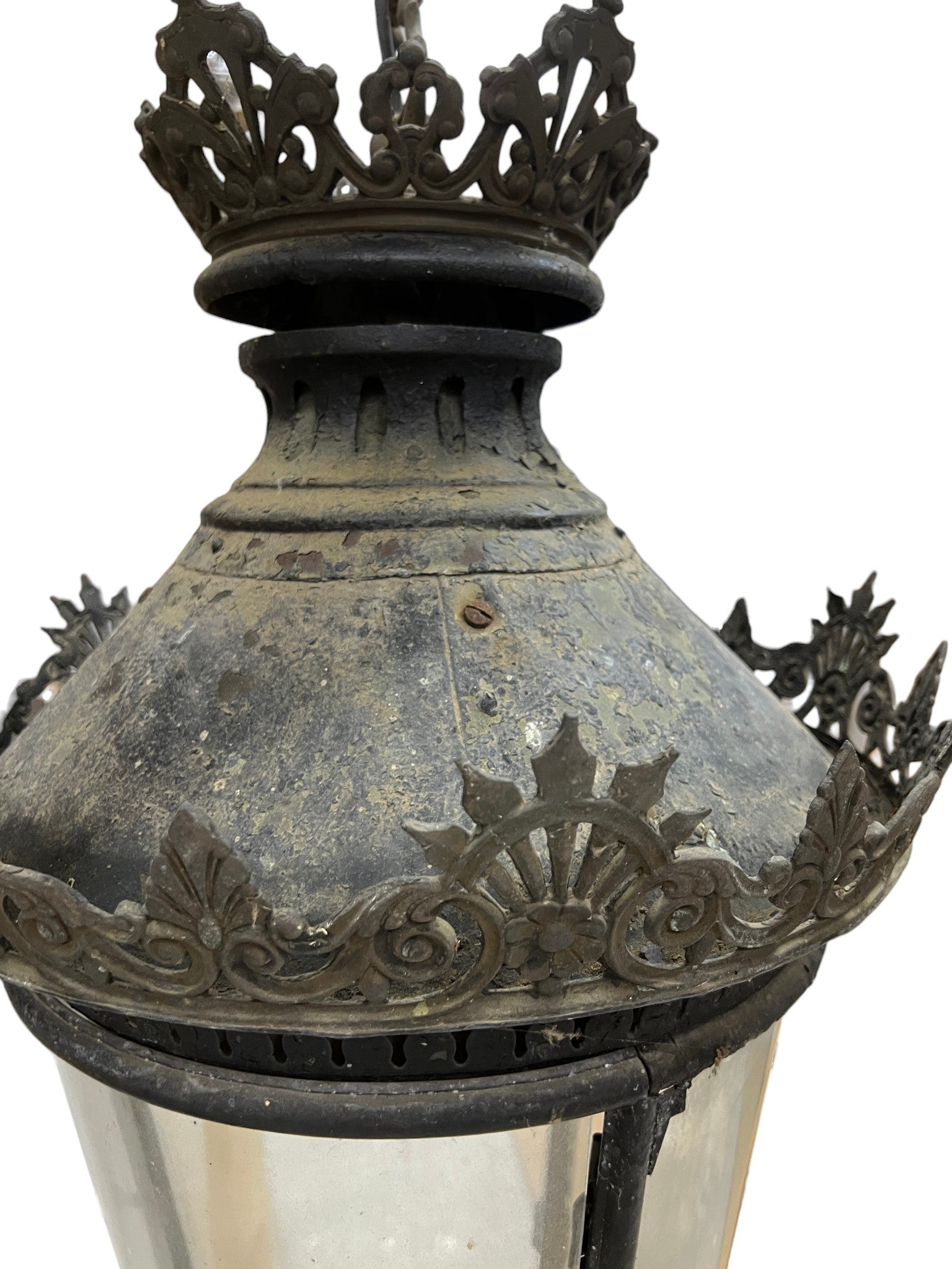 19th Century Italian Pair of Lanterns with Glass