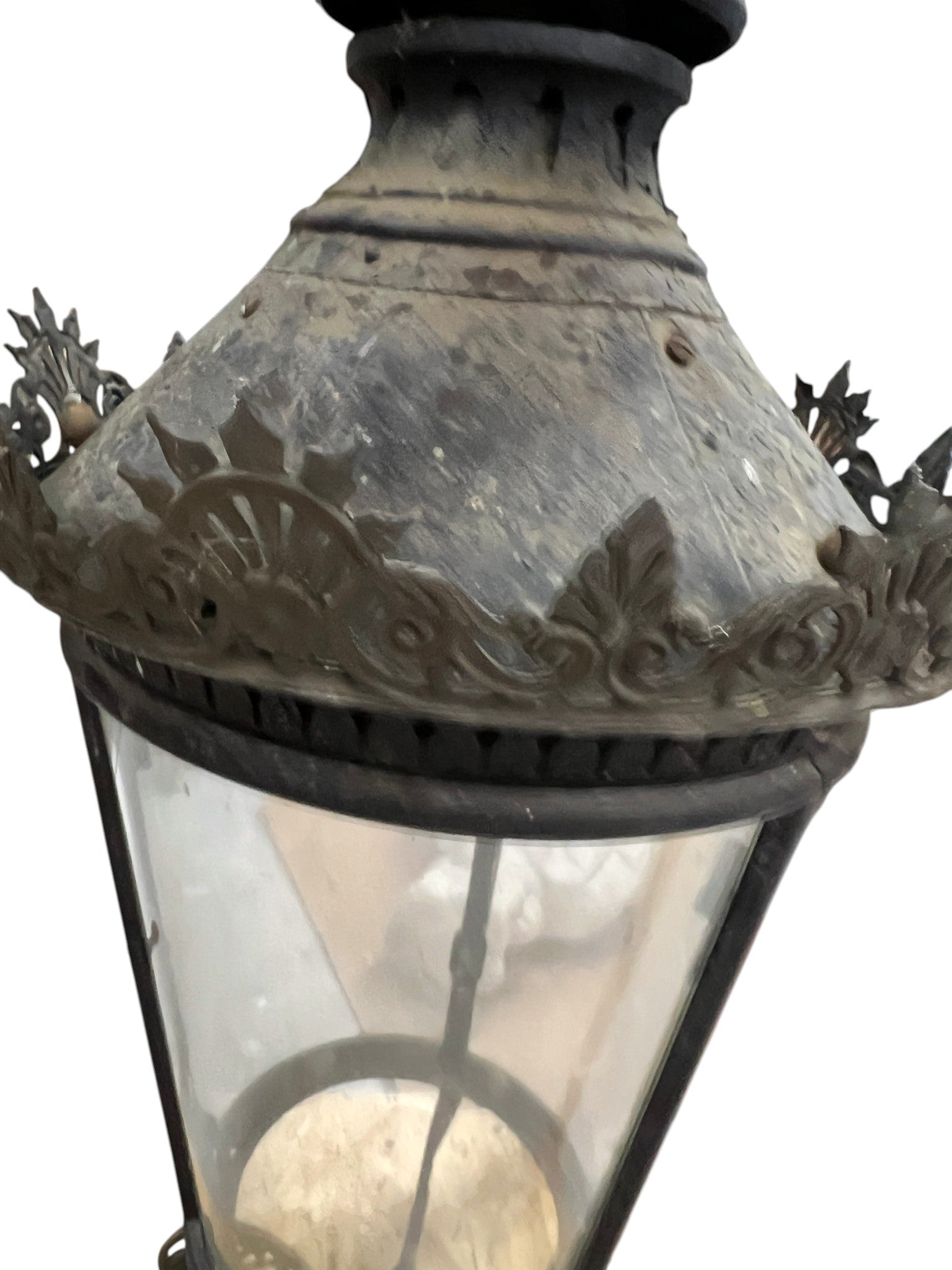 19th Century Italian Pair of Lanterns with Glass