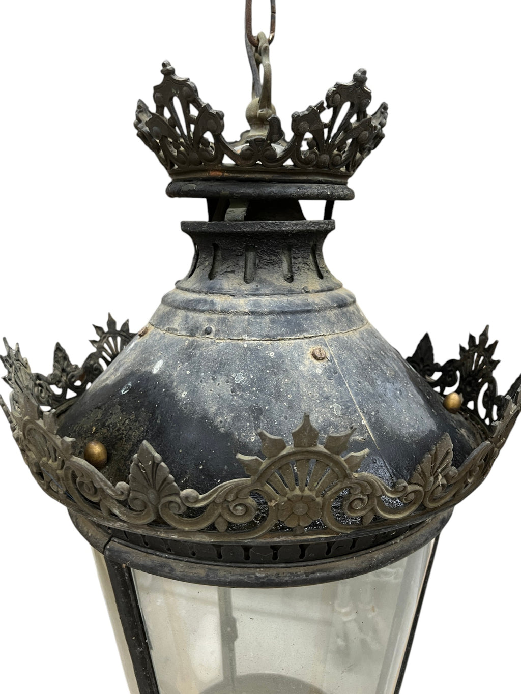 19th Century Italian Pair of Lanterns with Glass