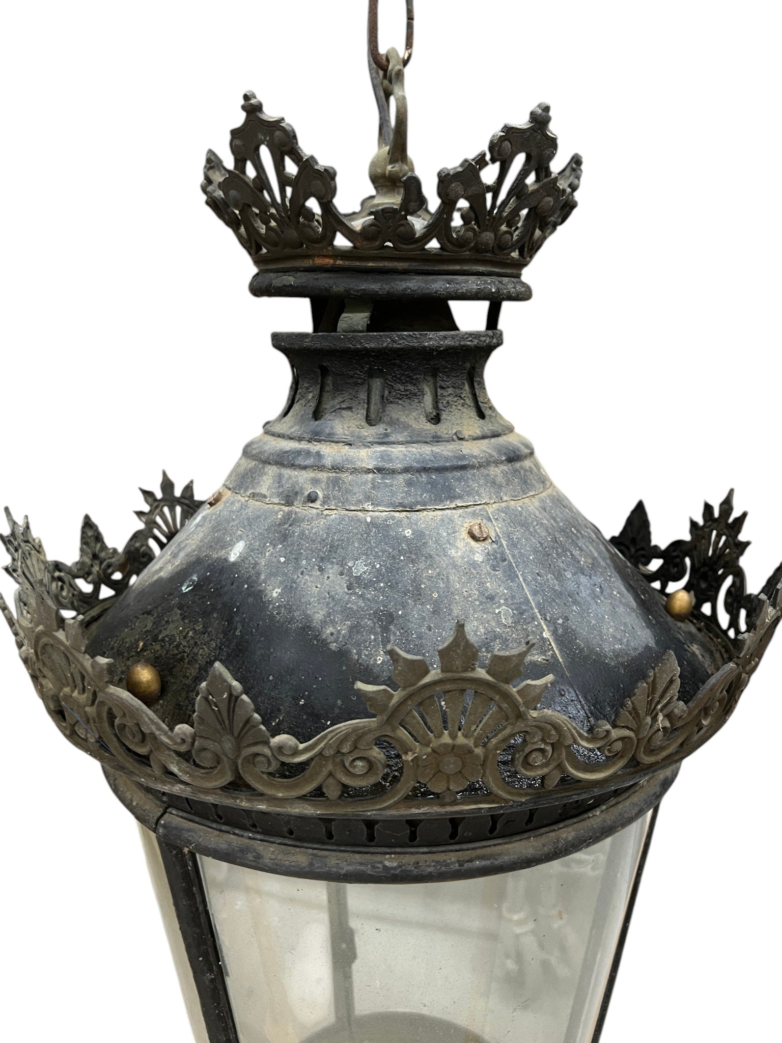 19th Century Italian Pair of Lanterns with Glass