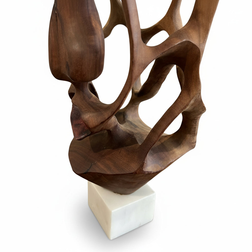 Cuban School Carved Wooden Abstract Sculpture