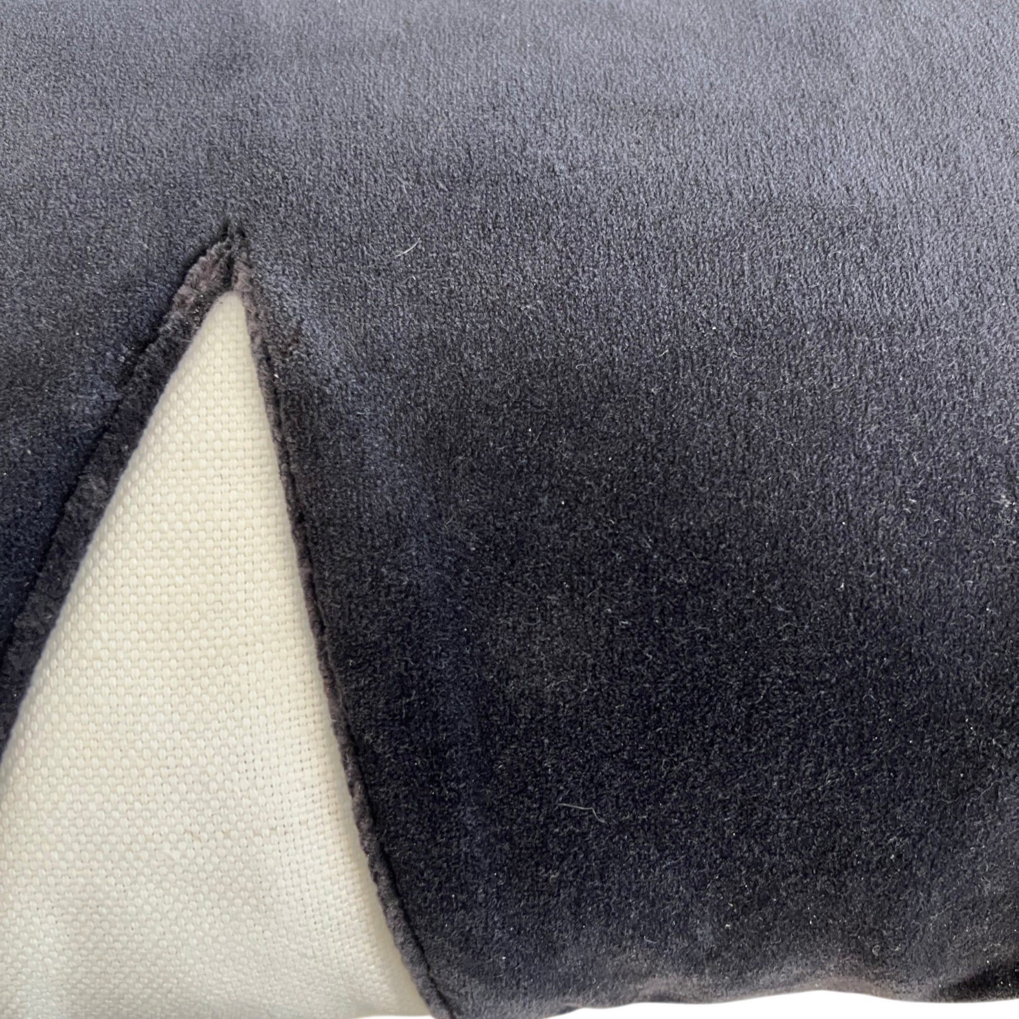 Carbon Gray Velvet on Oyster Linen Lumbar Pillow