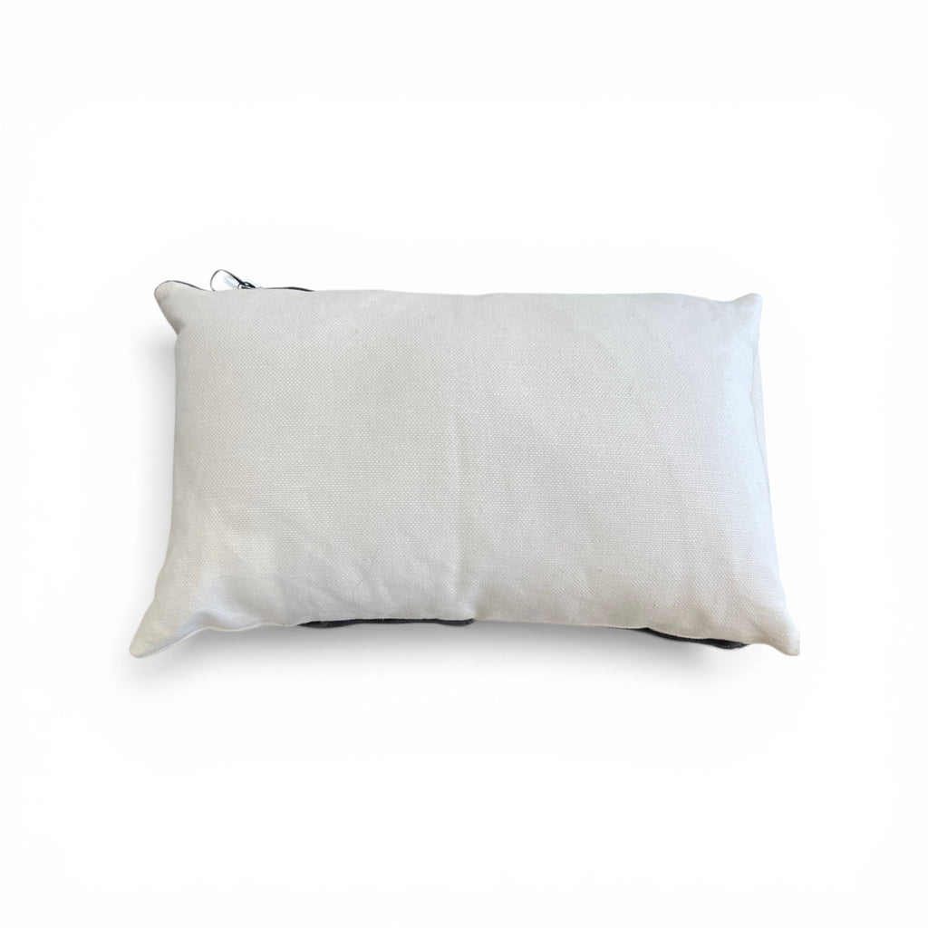 Carbon Gray Velvet on Oyster Linen Lumbar Pillow
