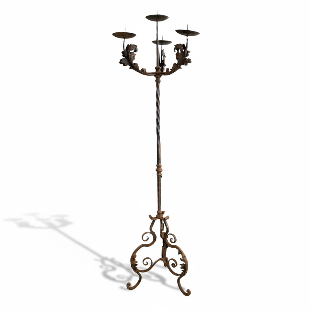 18th Century Iron 4 Light Torchere
