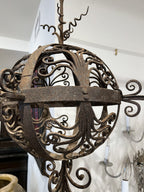 18th Century Spherical Iron 4 Light Chandelier