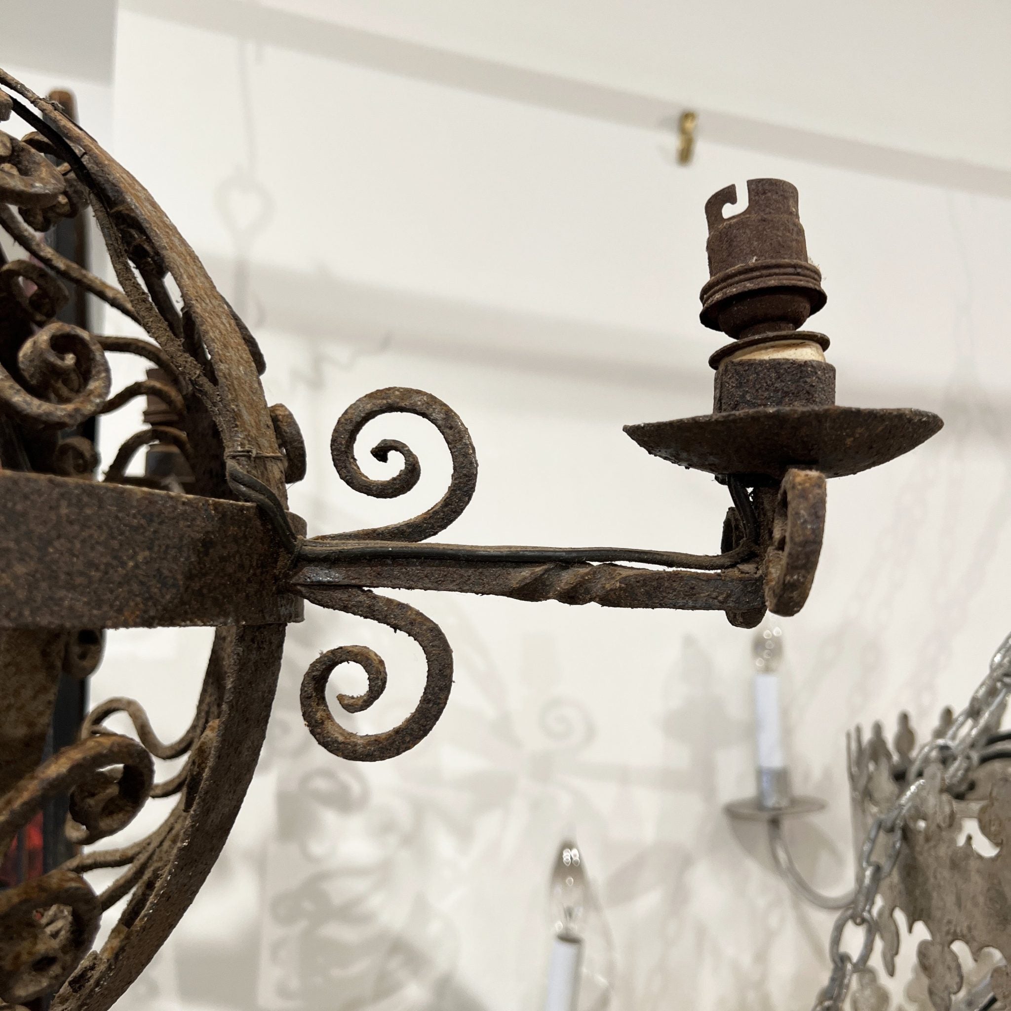 18th Century Spherical Iron 4 Light Chandelier