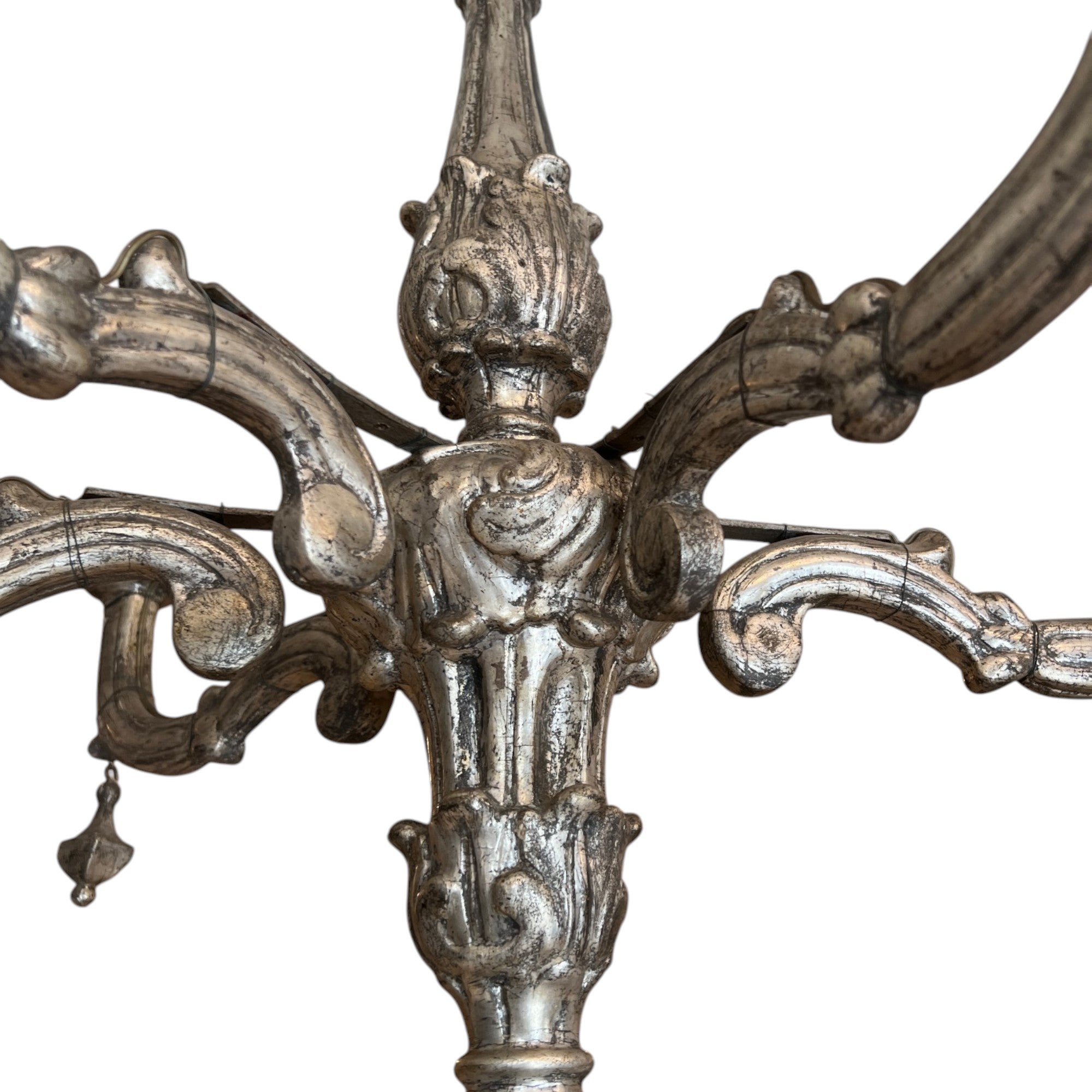 18th Century Italian 6 Arm Silverleaf Chandelier
